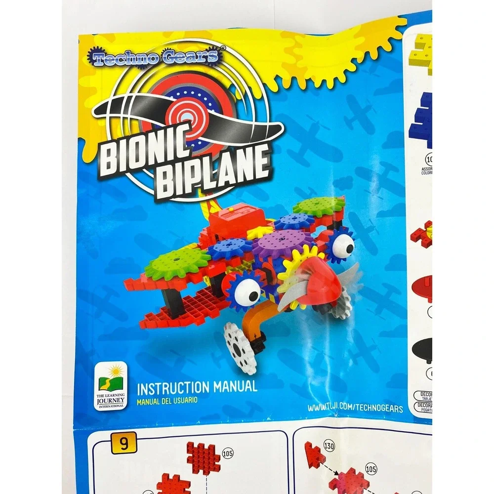 Techno Gears Construction Toy Bionic Biplane Airplane Building Toys, Many Parts!